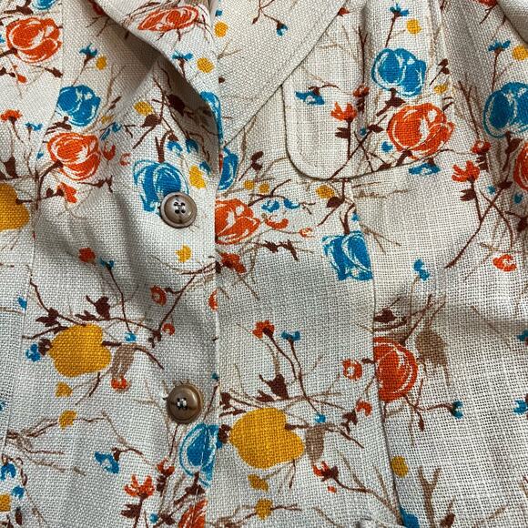 Vintage 60s Montgomery Ward Linen Floral Jacket Blazer Womens 14 - Picture 2 of 8